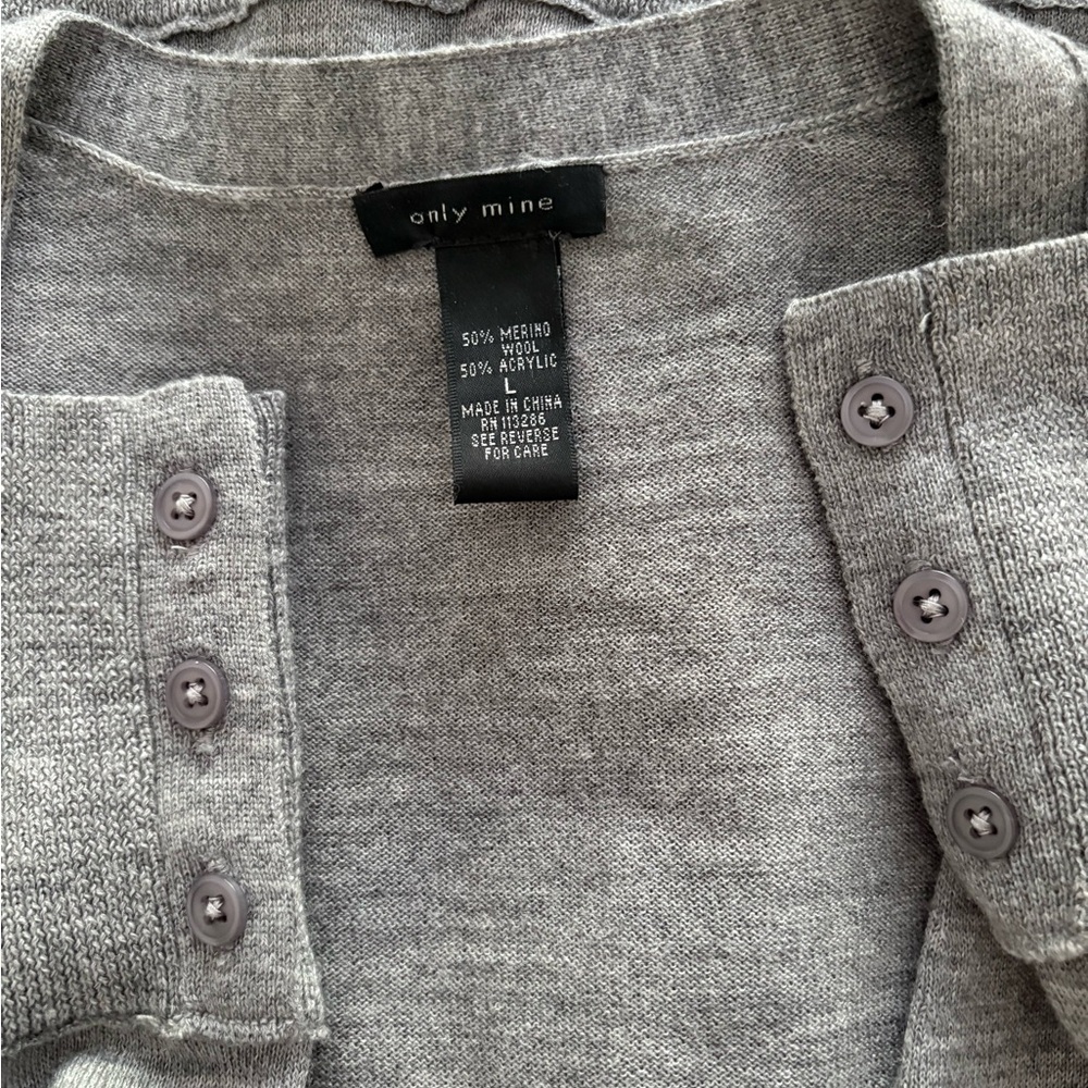 Only Mine Light Gray V-Neck Button Front Cardigan - image 3